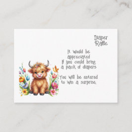 Rustieke Schattigee Baby Highland Koe Baby luierve Informatiekaartje