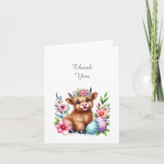 Rustieke Schattigee Baby Highland Koe bedankkaart (Voorkant)