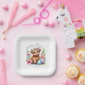 Rustieke Schattigee Baby Highland Koe Papieren Bordje (Feest)