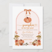 Rustieke Schattigee Bow Little Pumpkin Baby shower Kaart (Voorkant)