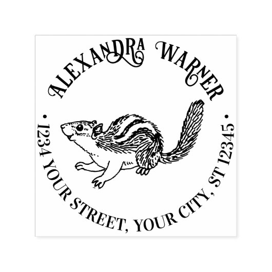 Rustieke Schattigee Chipmunk Naam Retouradres Zelfinktende Stempel (Design)