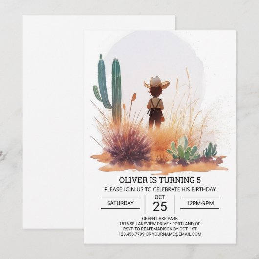 Rustieke Schattigee Cowboy Verjaardag Kaart (Voorkant / Achterkant)