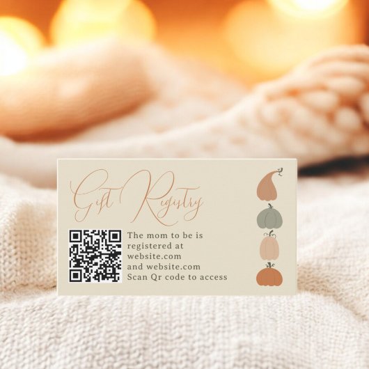 Rustieke Schattigee Herfst Pompoen Baby shower Gif Informatiekaartje