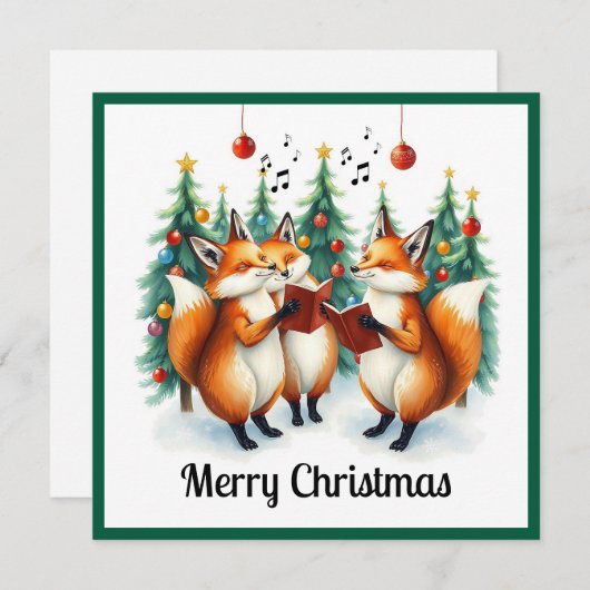 Rustieke Schattigee Nice Fox Winter Pine Trees Car Feestdagenkaart (Voorkant / Achterkant)