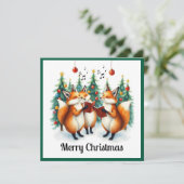 Rustieke Schattigee Nice Fox Winter Pine Trees Car Feestdagenkaart (Staand voorkant)