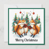 Rustieke Schattigee Nice Fox Winter Pine Trees Car Feestdagenkaart (Voorkant)