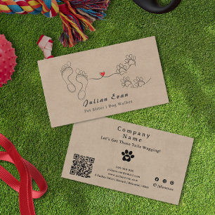 Rustieke Schattigee Poot Print Menselijke Voeten H Visitekaartje