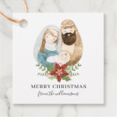 Rustieke Schattigee Waterverf Geboorte Kerstmis |  Bedankjes Labels (Voorkant)