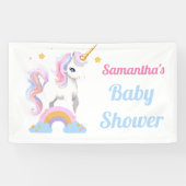 Rustieke Schattigee Waterverf Regenboog Eenhoorn B Spandoek (Horizontaal)