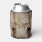 Rustieke scheepswrak metalen klinknagels textuur blikjeskoeler (Blikje Voorkant)