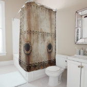 Rustieke scheepswrak metalen klinknagels textuur douchegordijn (In situ)