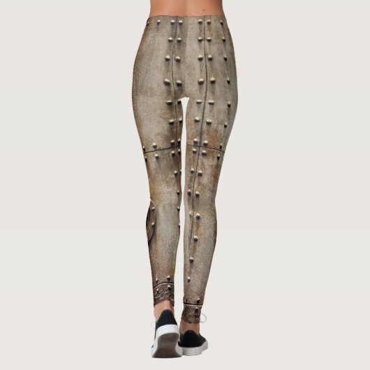Rustieke scheepswrak metalen klinknagels textuur leggings (Achterkant)