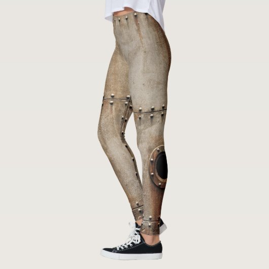 Rustieke scheepswrak metalen klinknagels textuur leggings (Links)