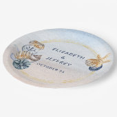 Rustieke Schelpen Oceaan Zee Zomer Strand Bruiloft Papieren Bordje (Gekanteld)