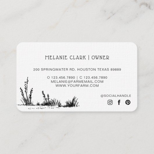 Rustieke  schets Boerderij Hen Dusty White Visitekaartje (Achterkant)