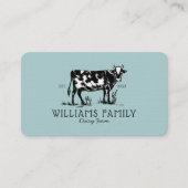 Rustieke  Schets Boerderij Zuivel Koe Bord Blauw Visitekaartje (Voorkant)