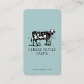 Rustieke Schets Boerderij Zuivel Koe Bord Blauw Visitekaartje (Voorkant)