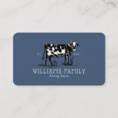 Rustieke  Schets Boerderij Zuivel Koe Dusty Blue Visitekaartje (Voorkant)