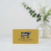 Rustieke  Schets Boerderij Zuivel Koe Goudgeel Visitekaartje (Staand voorkant)