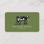 Rustieke  Schets Boerderij Zuivel Koe Olijfgroen Visitekaartje (Voorkant)