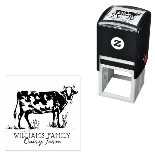 Rustieke  Schets Boerderij Zuivel Koe Zelfinktende Stempel (In situ)