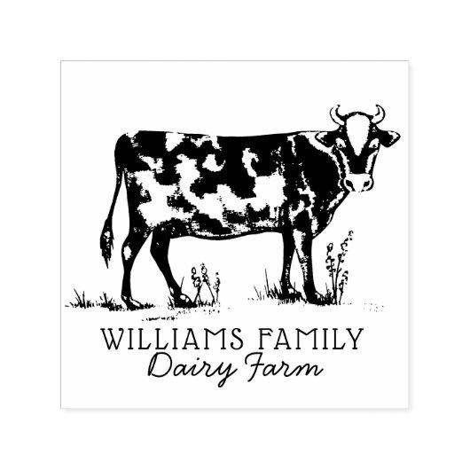 Rustieke  Schets Boerderij Zuivel Koe Zelfinktende Stempel (Design)