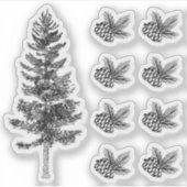 Rustieke schets Pine Tree & Cones Bos Woodland Sticker (Voorkant)