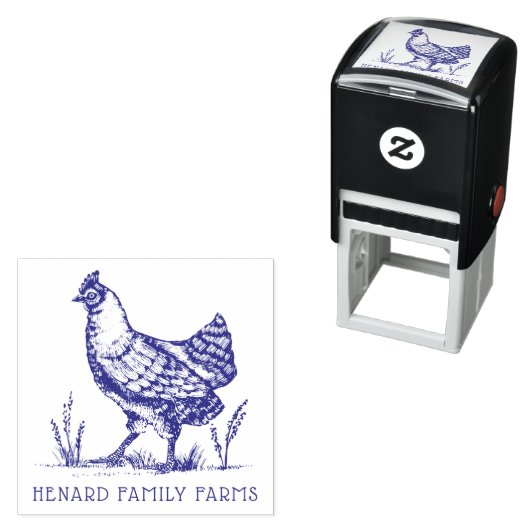 Rustieke  schets stijl Boerderij Hen / Rooster Zelfinktende Stempel (In situ)