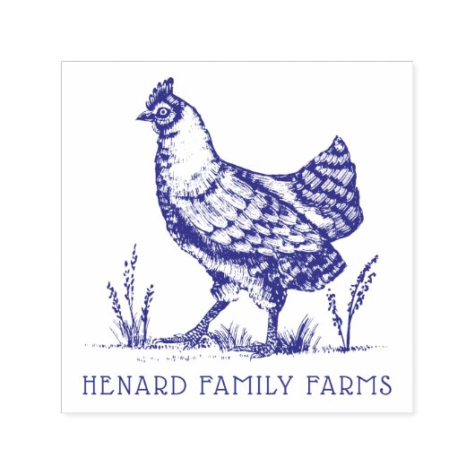 Rustieke schets stijl Boerderij Hen / Rooster Zelfinktende Stempel (Design)