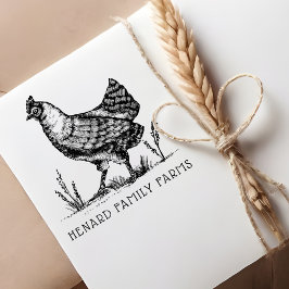 Rustieke  schets stijl Boerderij Hen / Rooster Zelfinktende Stempel