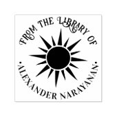 Rustieke Schijnende Zon en Stralen Bibliotheek Boe Zelfinktende Stempel (Design)