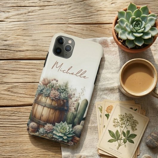 Rustieke schikking van vetplanten en cactussen Case-Mate iPhone case