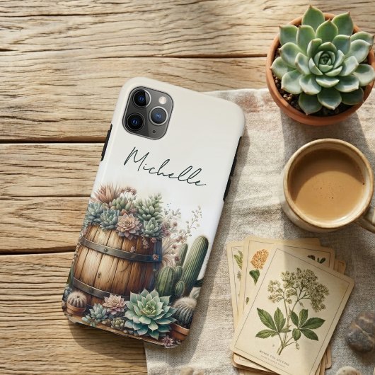 Rustieke schikking van vetplanten en cactussen Case-Mate iPhone case
