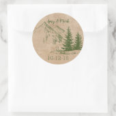 Rustieke Schilderachtig bergen trouwlabel Ronde Sticker (Tas)