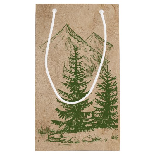 Rustieke Schilderachtig Mountain bruiloft Gift Bag Klein Cadeauzakje (Achterkant)