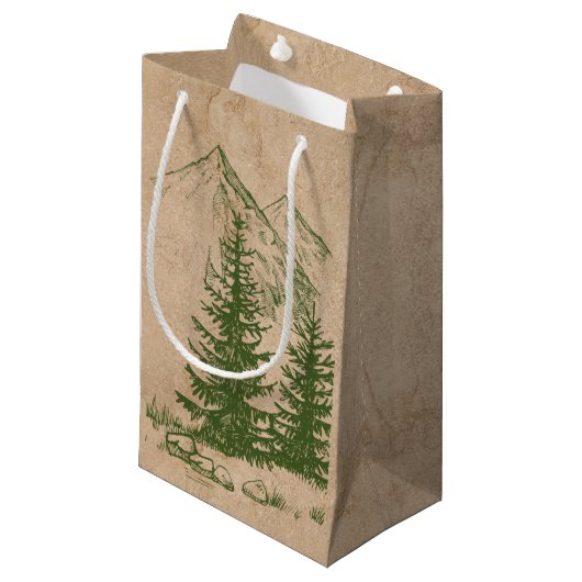 Rustieke Schilderachtig Mountain bruiloft Gift Bag Klein Cadeauzakje (Voorkant Gekanteld)