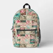 Rustieke schilderij kunst vierkanten patroon water bedrukte rugzak (Voorkant)