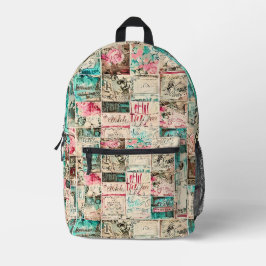 Rustieke schilderij kunst vierkanten patroon water bedrukte rugzak