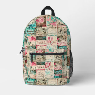 Rustieke schilderij kunst vierkanten patroon water bedrukte rugzak