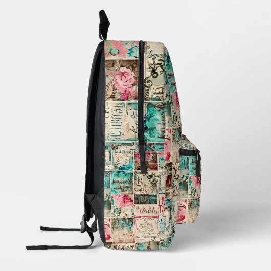 Rustieke schilderij kunst vierkanten patroon water bedrukte rugzak (Links)