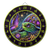 Rustieke schildpad en vlinder kosmische kunst dartbord (Voorkant)