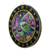 Rustieke schildpad en vlinder kosmische kunst dartbord (Voorkant Rechts)