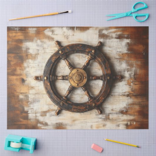 Rustieke Schip Wiel Helm Nautische Decoupage Tissuepapier (Craft)