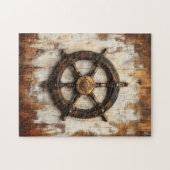 Rustieke Schip Wiel Helm Nautische Legpuzzel (Horizontaal)