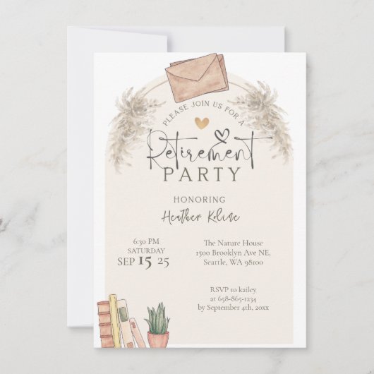 rustieke school leraar pensioen partij foto kaart (Voorkant)