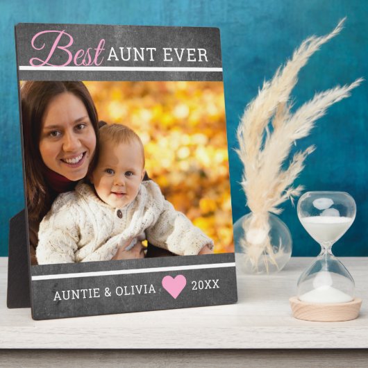 Rustieke schoolbord Beste tante ooit Custom Photo Fotoplaat (Zijkant)