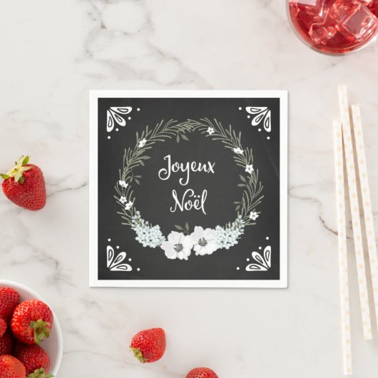 Rustieke schoolbord Bloemen Franse Kerst Servetten (Insitu)