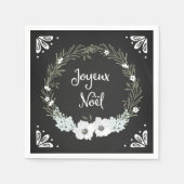 Rustieke schoolbord Bloemen Franse Kerst Servetten (Voorkant)