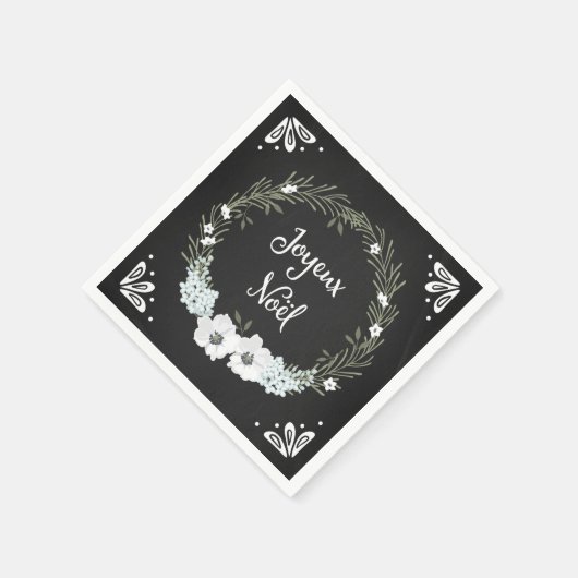 Rustieke schoolbord Bloemen Franse Kerst Servetten (Hoek)