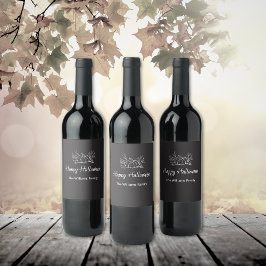 Rustieke schoolbord Eenvoudige Halloween Party Pom Wijn Etiket